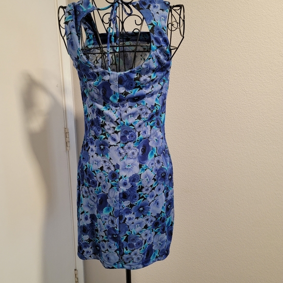 Vintage 1990s Byer Too Blue Floral Dress Size small Re - Picture 5 of 10